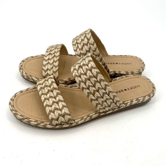 Lucky Brand Braided Jute Dual Strap Slide Sandals - Picture 4 of 6
